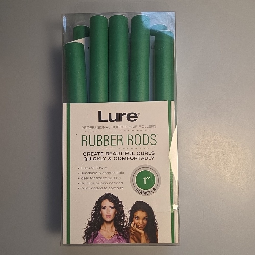 Lure Professional Rubber Rods Hair Rollers Size 1" NEW Very Long-10 Rods‎ Pack